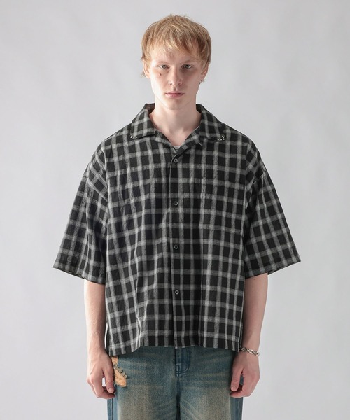 ajouter flow(アジューテフロー)の「【ajouter flow】Seersucker check shirt(シャツ/ブラウス・メンズ・ライトブルー/ブラック・LARGE/MEDIUM)」の11枚目の写真