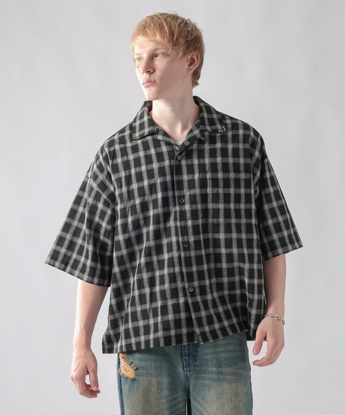 ajouter flow(アジューテフロー)の「【ajouter flow】Seersucker check shirt(シャツ/ブラウス・メンズ・ライトブルー/ブラック・LARGE/MEDIUM)」の12枚目の写真
