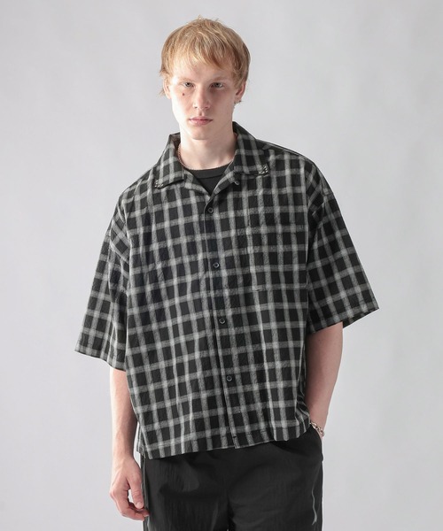 ajouter flow(アジューテフロー)の「【ajouter flow】Seersucker check shirt(シャツ/ブラウス・メンズ・ライトブルー/ブラック・LARGE/MEDIUM)」の13枚目の写真