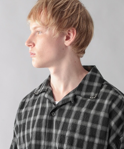 ajouter flow(アジューテフロー)の「【ajouter flow】Seersucker check shirt(シャツ/ブラウス・メンズ・ライトブルー/ブラック・LARGE/MEDIUM)」の14枚目の写真