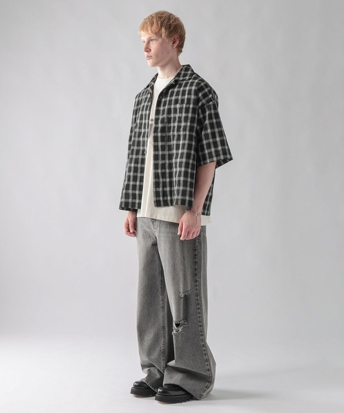 ajouter flow(アジューテフロー)の「【ajouter flow】Seersucker check shirt(シャツ/ブラウス・メンズ・ライトブルー/ブラック・LARGE/MEDIUM)」の16枚目の写真