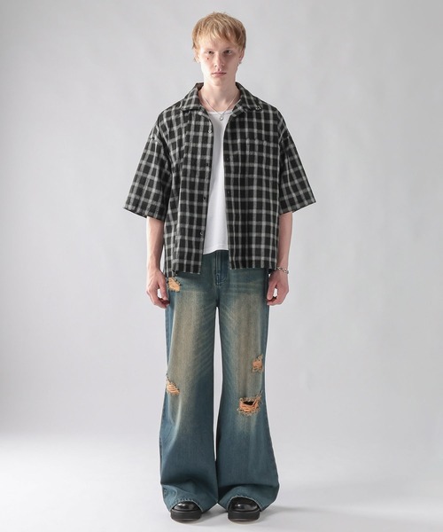 ajouter flow(アジューテフロー)の「【ajouter flow】Seersucker check shirt(シャツ/ブラウス・メンズ・ライトブルー/ブラック・LARGE/MEDIUM)」の17枚目の写真