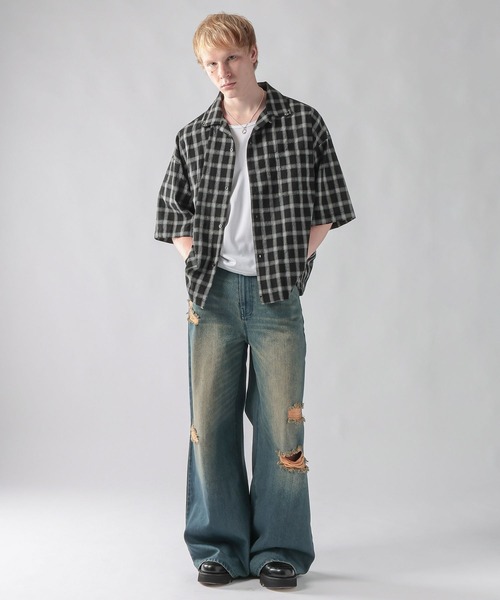ajouter flow(アジューテフロー)の「【ajouter flow】Seersucker check shirt(シャツ/ブラウス・メンズ・ライトブルー/ブラック・LARGE/MEDIUM)」の18枚目の写真