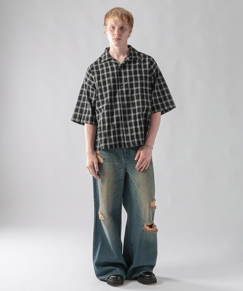 ajouter flow(アジューテフロー)の「【ajouter flow】Seersucker check shirt(シャツ/ブラウス・メンズ・ライトブルー/ブラック・LARGE/MEDIUM)」の19枚目の写真