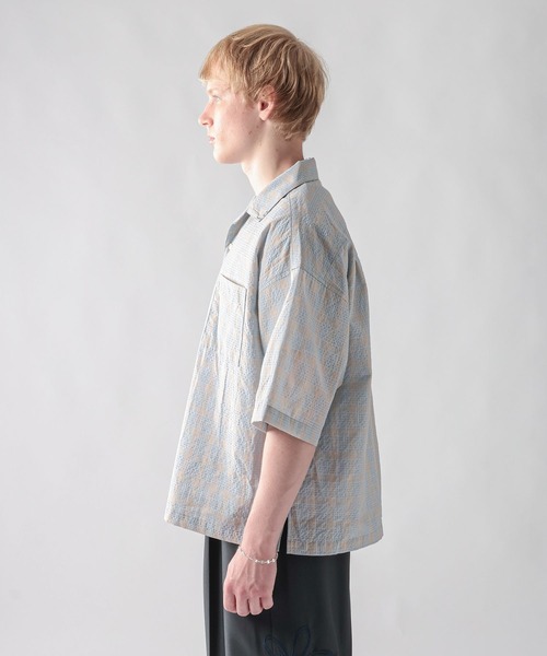 ajouter flow(アジューテフロー)の「【ajouter flow】Seersucker check shirt(シャツ/ブラウス・メンズ・ライトブルー/ブラック・LARGE/MEDIUM)」の22枚目の写真