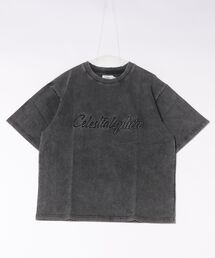 /ATELANE/硫化染 トラ刺繍、ロゴ エンボス、S/S TEE