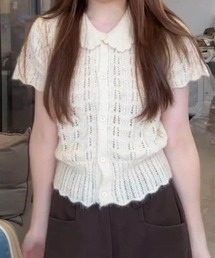 透けニットショートトップス