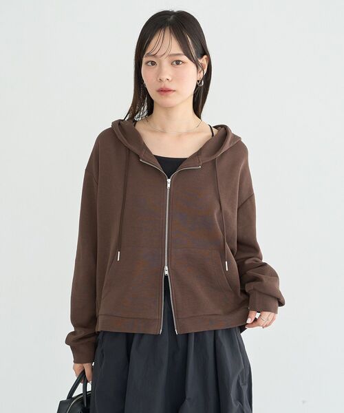 earth music&ecology(アースミュージックアンドエコロジー)の「シアーダンボールフーディーパーカー(パーカー・レディース・ブラウン/杢グレー/ブラック・FREE)」の15枚目の写真