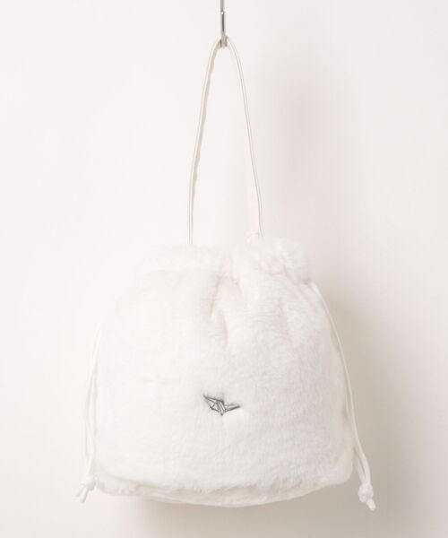 1PIU1UGUALE3  RELAX （ウノピゥウノウグァーレトレ リラックス）の「【1PIU1UGUALE3 RELAX】FUR DRAWSTRING BAG（ショルダーバッグ・メンズ・ブラック/ホワイト・FREE）」の2枚目の写真