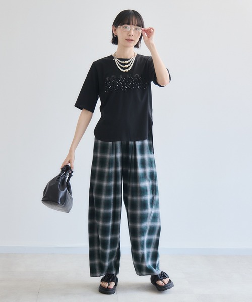 Paradise Picnic（パラダイスピクニック）の「33℃ 　ネルチェック立体イージーパンツ（その他パンツ・レディース・グリーン/ブラック・FREE）」の8枚目の写真