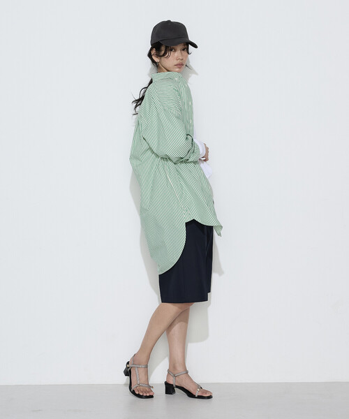 COMME CA Wardrobe（コムサワードローブ）の「〔 +サイズ 〕 タイプライター ストライプシャツ（シャツ/ブラウス・レディース・ブルー/グリーン・13号）」の5枚目の写真