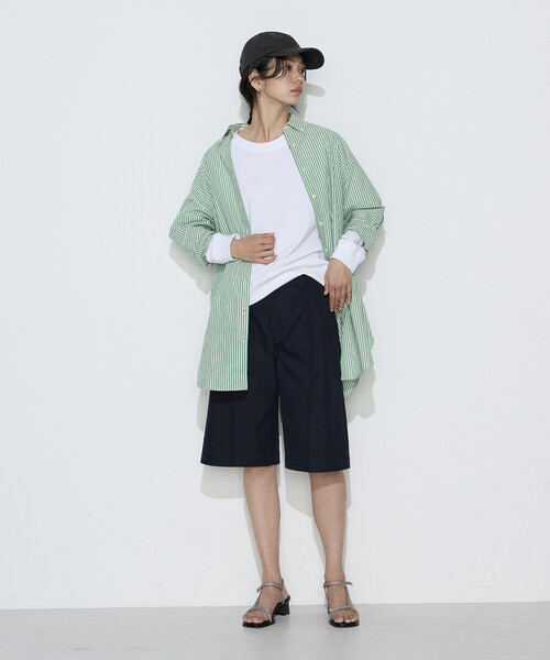 COMME CA Wardrobe（コムサワードローブ）の「〔 +サイズ 〕 タイプライター ストライプシャツ（シャツ/ブラウス・レディース・ブルー/グリーン・13号）」の6枚目の写真
