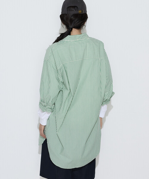 COMME CA Wardrobe（コムサワードローブ）の「〔 +サイズ 〕 タイプライター ストライプシャツ（シャツ/ブラウス・レディース・ブルー/グリーン・13号）」の10枚目の写真