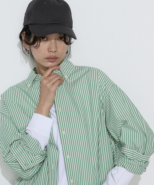 COMME CA Wardrobe（コムサワードローブ）の「〔 +サイズ 〕 タイプライター ストライプシャツ（シャツ/ブラウス・レディース・ブルー/グリーン・13号）」の11枚目の写真
