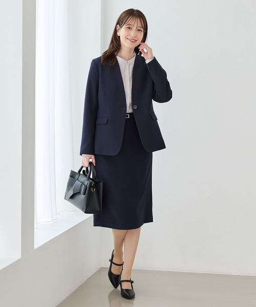 Honeys(ハニーズ)の「【ストレッチ・ウォッシャブル・イージーケア】カラーレスジャケット(ノーカラージャケット・レディース・杢グレー/ネイビー/ブラック/ブラウン系その他2・L/S/M/LL/3L)」の10枚目の写真