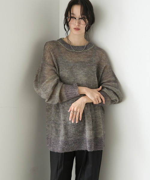forksy.(フォルクシー)の「【forksy.】<エブリデイシリーズ>配色レイヤード オーバーサイズ シアーモヘアニット(ニット/セーター・レディース・イエロー系/ライトグレー系/ブラウン系/ピンク系/ブラック系/アイボリー系/グレー系・FREE)」の17枚目の写真