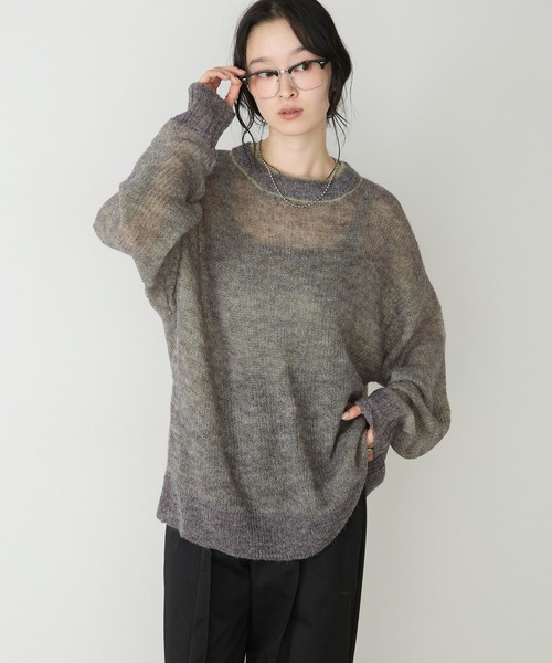 forksy.(フォルクシー)の「【forksy.】<エブリデイシリーズ>配色レイヤード オーバーサイズ シアーモヘアニット(ニット/セーター・レディース・イエロー系/ライトグレー系/ブラウン系/ピンク系/ブラック系/アイボリー系/グレー系・FREE)」の18枚目の写真