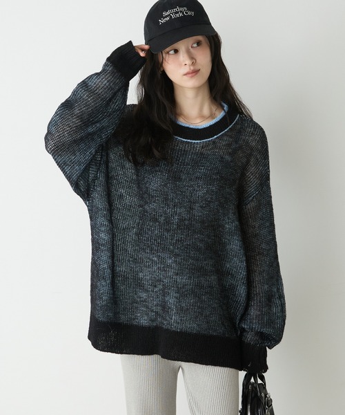 forksy.(フォルクシー)の「【forksy.】<エブリデイシリーズ>配色レイヤード オーバーサイズ シアーモヘアニット(ニット/セーター・レディース・イエロー系/ライトグレー系/ブラウン系/ピンク系/ブラック系/アイボリー系/グレー系・FREE)」の11枚目の写真