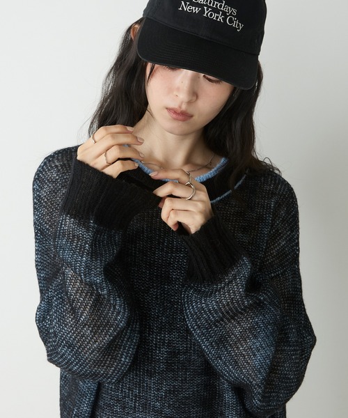 forksy.(フォルクシー)の「【forksy.】<エブリデイシリーズ>配色レイヤード オーバーサイズ シアーモヘアニット(ニット/セーター・レディース・イエロー系/ライトグレー系/ブラウン系/ピンク系/ブラック系/アイボリー系/グレー系・FREE)」の14枚目の写真