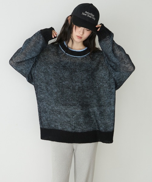 forksy.(フォルクシー)の「【forksy.】<エブリデイシリーズ>配色レイヤード オーバーサイズ シアーモヘアニット(ニット/セーター・レディース・イエロー系/ライトグレー系/ブラウン系/ピンク系/ブラック系/アイボリー系/グレー系・FREE)」の16枚目の写真