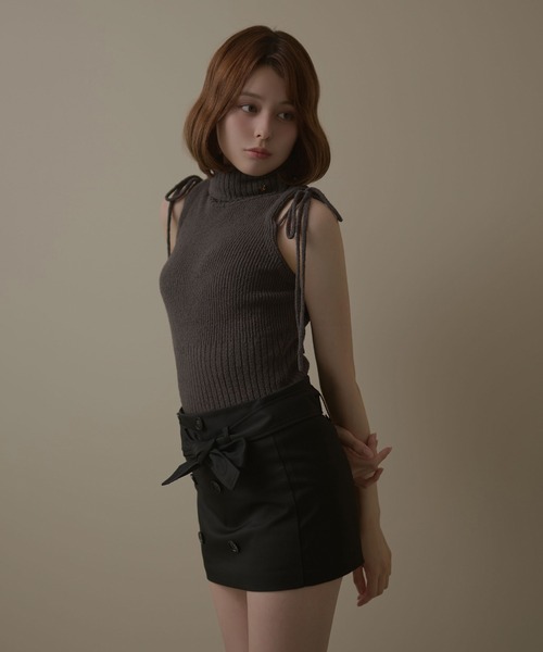 M DOLLY（エムドリー）の「*M DOLLY original* Ruffle manon knit tops / ラッフルマノンニットトップス（ニット/セーター・レディース・ダークグレー/ピンクベージュ・FREE）」の8枚目の写真