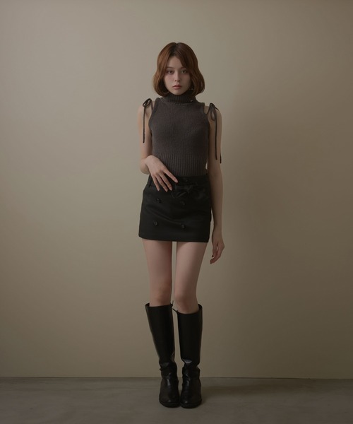 M DOLLY（エムドリー）の「*M DOLLY original* Ruffle manon knit tops / ラッフルマノンニットトップス（ニット/セーター・レディース・ダークグレー/ピンクベージュ・FREE）」の11枚目の写真