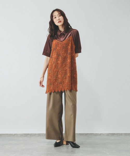 GLOBAL WORK(グローバルワーク)の「※ベロアポロシャツ半袖/910905(ポロシャツ・レディース・ブラウン/ブラック/アイボリー・MEDIUM/LARGE)」の7枚目の写真