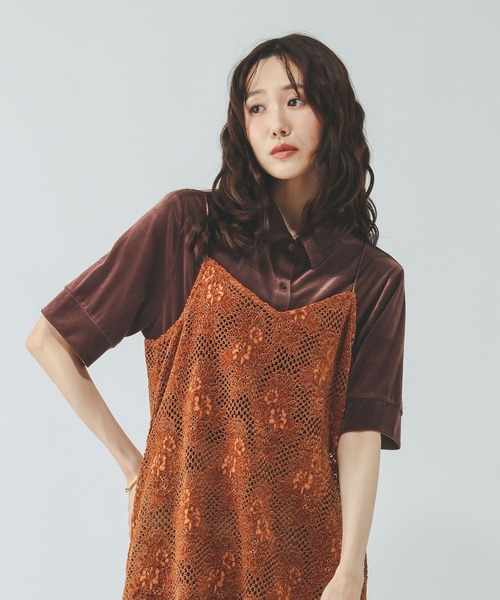 GLOBAL WORK(グローバルワーク)の「※ベロアポロシャツ半袖/910905(ポロシャツ・レディース・ブラウン/ブラック/アイボリー・MEDIUM/LARGE)」の10枚目の写真