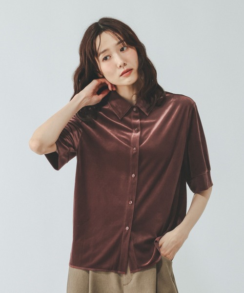GLOBAL WORK(グローバルワーク)の「※ベロアポロシャツ半袖/910905(ポロシャツ・レディース・ブラウン/ブラック/アイボリー・MEDIUM/LARGE)」の12枚目の写真