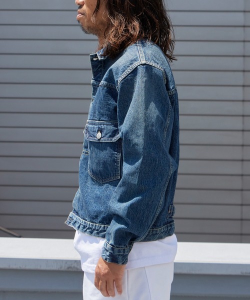 orSlow(オアスロウ)の「orslow/オアスロウ TYPE1 40'S PLEATED FRONT BLOUSE USED WASH デニムジャケット 秋 秋服 2026年秋冬 冬服(デニムジャケット・メンズ・インディゴブルー・2/4/3)」の3枚目の写真