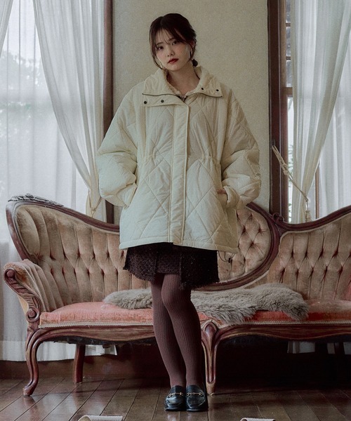 mideal(マイディール)の「ribbon hoodie padding blouson / リボンフードパディングブルゾン(ブルゾン・レディース・ブルー/ブラック/アイボリー・FREE)」の19枚目の写真
