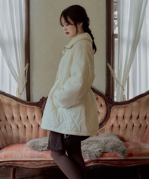 mideal(マイディール)の「ribbon hoodie padding blouson / リボンフードパディングブルゾン(ブルゾン・レディース・ブルー/ブラック/アイボリー・FREE)」の22枚目の写真