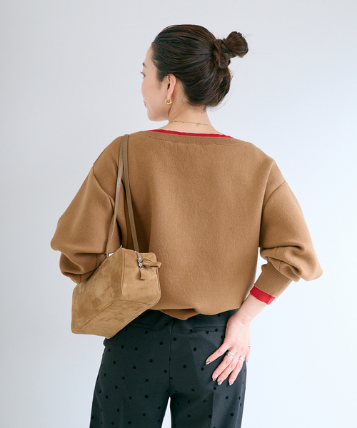 B.C STOCK(ベーセーストック)の「《追加》【WEB限定】ウォッシャブル / 配色ニットプルオーバー(ニット/セーター・レディース・ベージュ/ネイビー/チャコールグレー・FREE)」の16枚目の写真