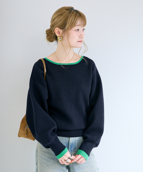 B.C STOCK(ベーセーストック)の「《追加》【WEB限定】ウォッシャブル / 配色ニットプルオーバー(ニット/セーター・レディース・ベージュ/ネイビー/チャコールグレー・FREE)」の21枚目の写真