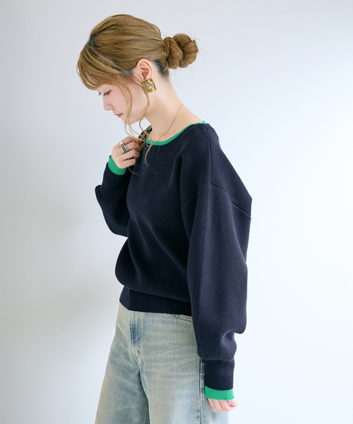 B.C STOCK(ベーセーストック)の「《追加》【WEB限定】ウォッシャブル / 配色ニットプルオーバー(ニット/セーター・レディース・ベージュ/ネイビー/チャコールグレー・FREE)」の22枚目の写真