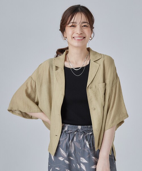 SHOO・LA・RUE（シューラルー）の「【S-LL/洗濯機可】抜け感たっぷり 程よい透け感のポケット付きシャツ（シャツ/ブラウス・レディース・ブラウン系/ライトイエロー系/チャコールグレー・02/01/03/04）」の8枚目の写真