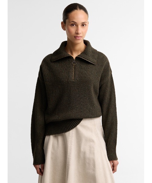 Barbour(バブアー)の「Lavensdaleハーフジップニット(レディース)(ニット/セーター・レディース・オリーブ/ベージュ/レッド・8/6)」の2枚目の写真