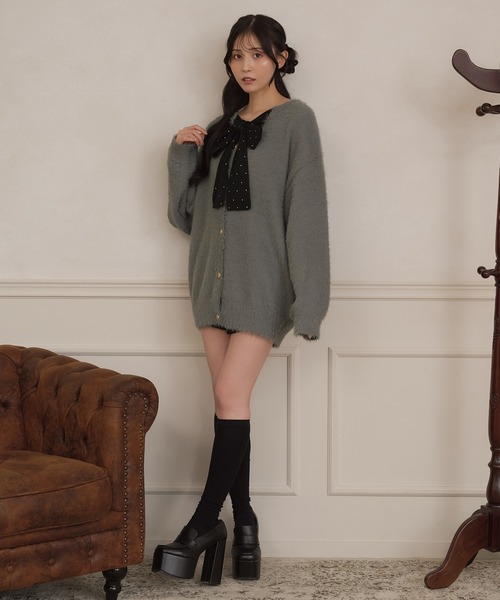 apres jour(アプレジュール)の「フロントリボンシャギーニットカーディガン(カーディガン/ボレロ・レディース・チャコールグレー/オフホワイト/ライトブルー・FREE/X-LARGE)」の12枚目の写真