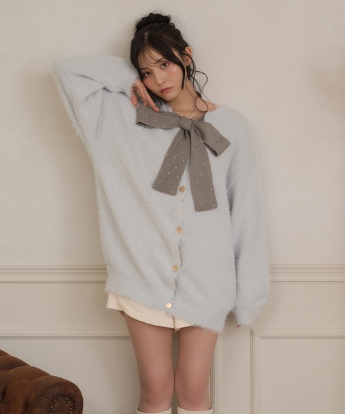 apres jour(アプレジュール)の「フロントリボンシャギーニットカーディガン(カーディガン/ボレロ・レディース・チャコールグレー/オフホワイト/ライトブルー・FREE/X-LARGE)」の13枚目の写真