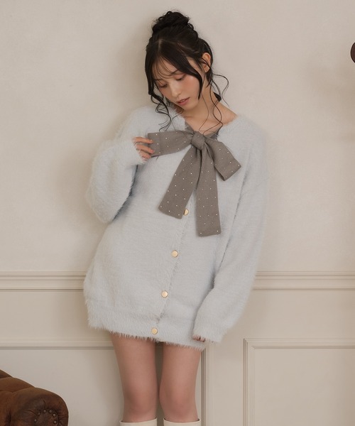 apres jour(アプレジュール)の「フロントリボンシャギーニットカーディガン(カーディガン/ボレロ・レディース・チャコールグレー/オフホワイト/ライトブルー・FREE/X-LARGE)」の14枚目の写真
