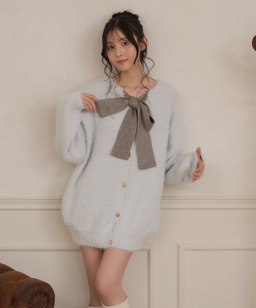 apres jour(アプレジュール)の「フロントリボンシャギーニットカーディガン(カーディガン/ボレロ・レディース・チャコールグレー/オフホワイト/ライトブルー・FREE/X-LARGE)」の15枚目の写真
