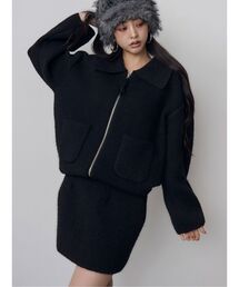 MURUA | 【セットアップ対応】ビッグカラーニットブルゾン　冬服(ブルゾン)
