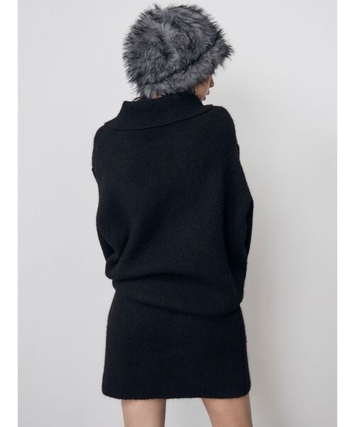 MURUA(ムルーア)の「【セットアップ対応】ビッグカラーニットブルゾン 冬服(ブルゾン・レディース・ブラック/ブラウン・FREE)」の6枚目の写真