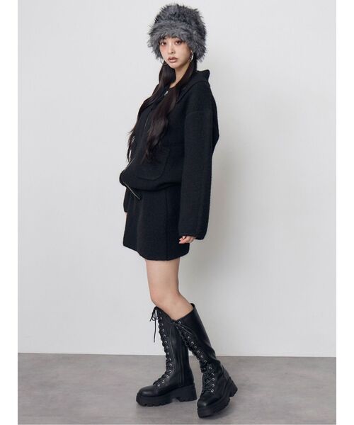 MURUA(ムルーア)の「【セットアップ対応】ビッグカラーニットブルゾン 冬服(ブルゾン・レディース・ブラック/ブラウン・FREE)」の9枚目の写真