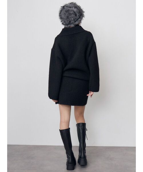 MURUA(ムルーア)の「【セットアップ対応】ビッグカラーニットブルゾン 冬服(ブルゾン・レディース・ブラック/ブラウン・FREE)」の10枚目の写真