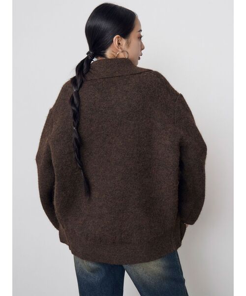 MURUA(ムルーア)の「【セットアップ対応】ビッグカラーニットブルゾン 冬服(ブルゾン・レディース・ブラック/ブラウン・FREE)」の14枚目の写真