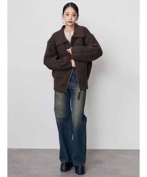 MURUA(ムルーア)の「【セットアップ対応】ビッグカラーニットブルゾン 冬服(ブルゾン・レディース・ブラック/ブラウン・FREE)」の21枚目の写真