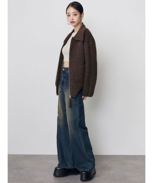 MURUA(ムルーア)の「【セットアップ対応】ビッグカラーニットブルゾン 冬服(ブルゾン・レディース・ブラック/ブラウン・FREE)」の22枚目の写真