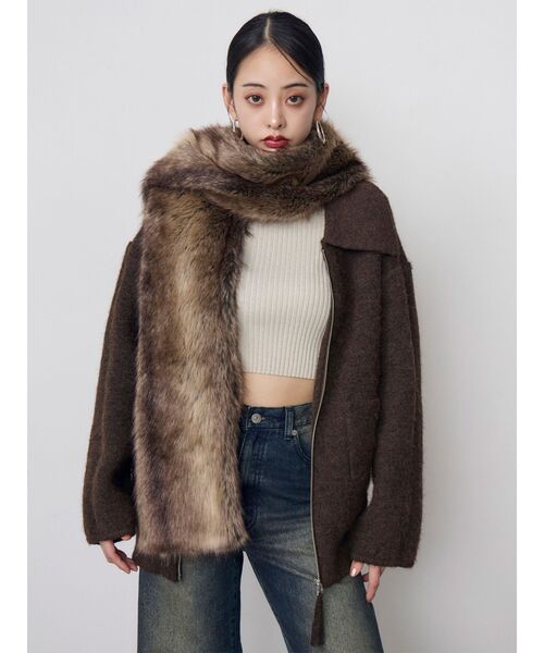 MURUA(ムルーア)の「【セットアップ対応】ビッグカラーニットブルゾン 冬服(ブルゾン・レディース・ブラック/ブラウン・FREE)」の19枚目の写真