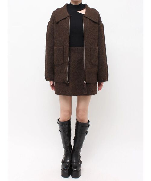 MURUA(ムルーア)の「【セットアップ対応】ビッグカラーニットブルゾン 冬服(ブルゾン・レディース・ブラック/ブラウン・FREE)」の18枚目の写真